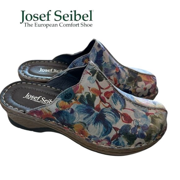 New Josef Seibel Catalonia 51 Women's Slide On Floral Leather Clogs 37 6 6.5 - Picture 2 of 6
